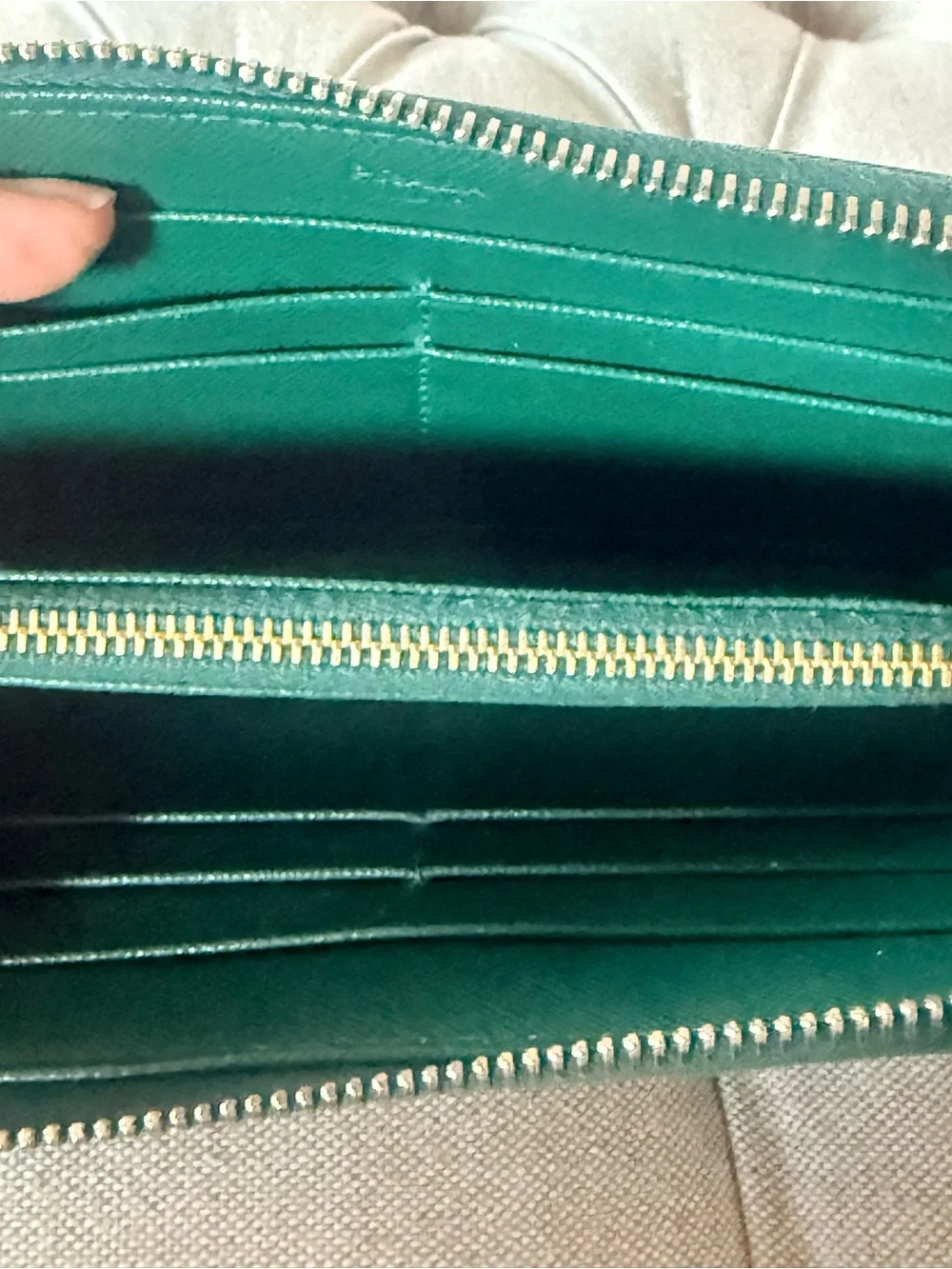 PRADA Emerald Green Saffiano Leather Zip Around Wallet Long Continental